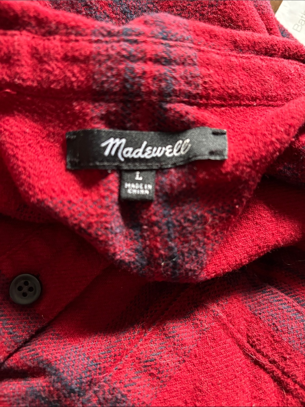 Madewell boyfriend Red and Blue Plaid Button-Down flannel Shirt - Picture 3 of 4